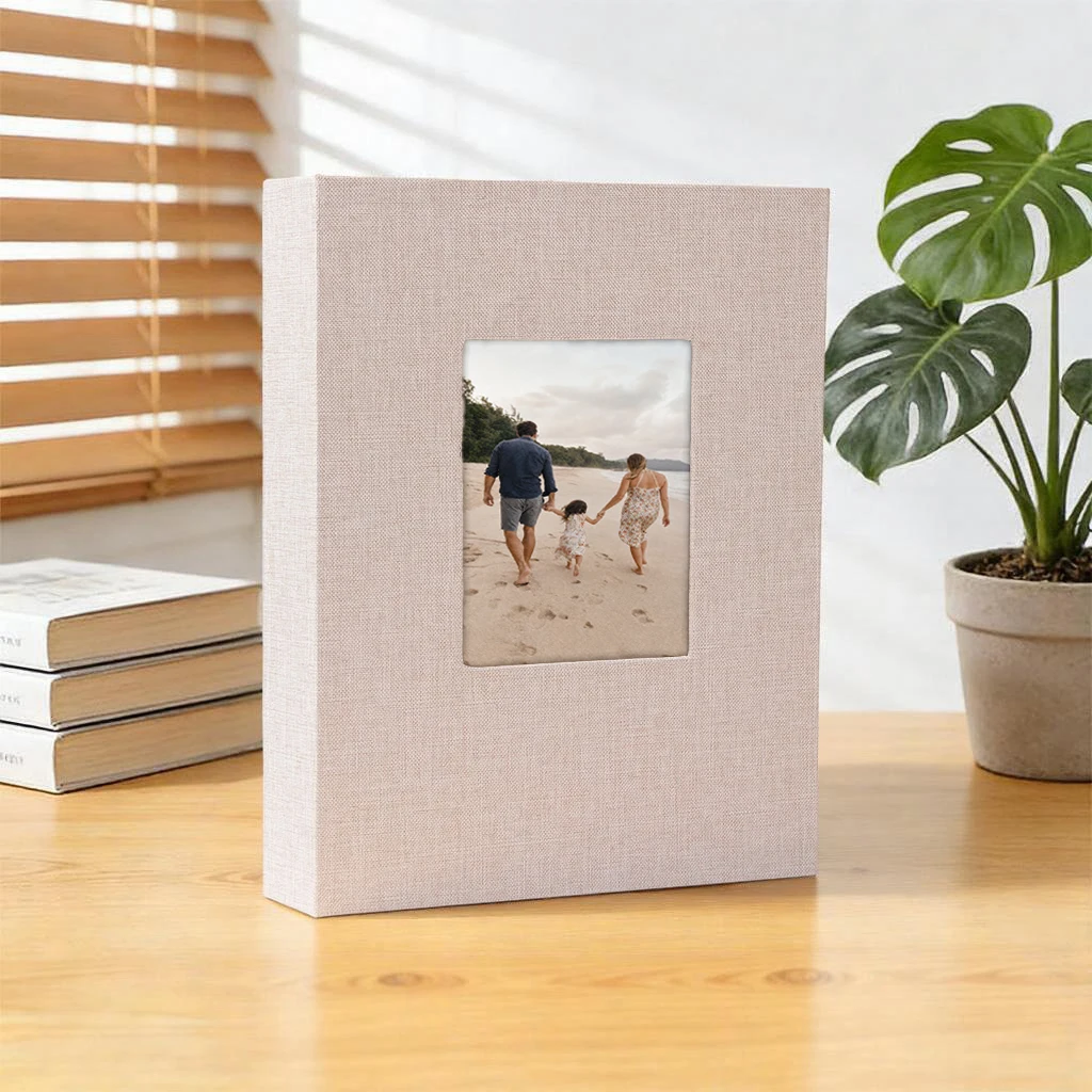 Multi-color Linen Front Window Photo Album 6 Inch 104 Pockets, Baby Family Memory Book image 3