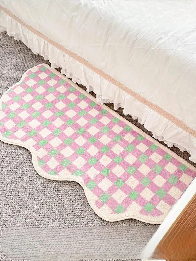 

VIKAMA Outdoor Irregular Plaid Floor Mat Non-Slip Comfortable Soft Breathable Living Room Sofa Bedroom Carpet Home Decoration