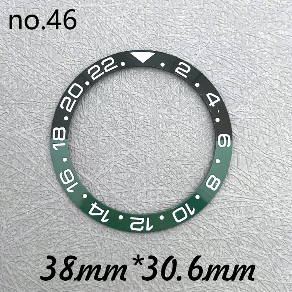 38mm * 30.6mm GMT Bezel miring keramik atau aluminium Inlay Bezel hijau biru bercahaya aksesoris alat perbaikan jam