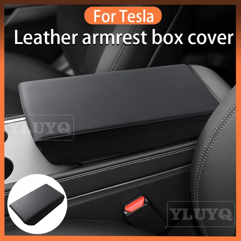 

For Tesla Model 3 Y 2017-2023 Leather Armrest Box Cover ABS Protection Shell Highland Juniper 2024 2025 Car Interior Accessories