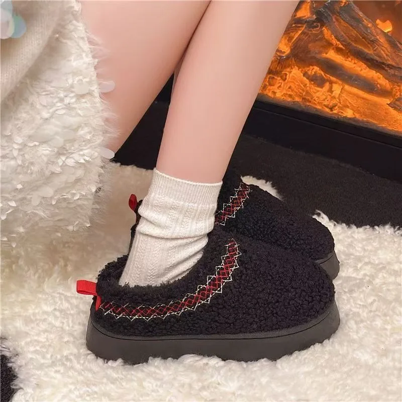 

Fashion Lamb Wool Warm Slippers for Autumn and Winter, New Women's Home Plush Cotton Shoes