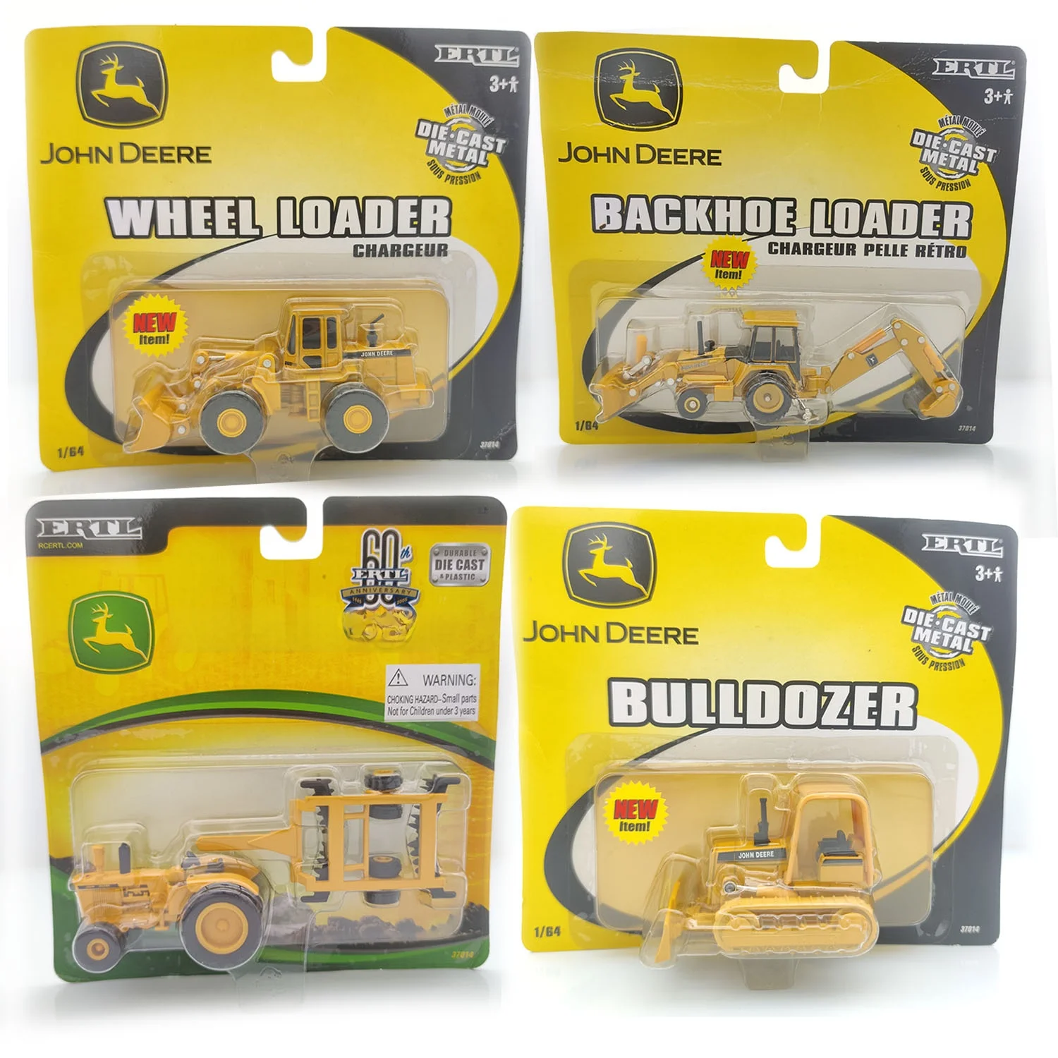Modelo de Vehículo de Ingeniería de ación ERTL a Escala /64, Excavadora, Tractor, Cosechadora, Bulldozer de Dos Ruedas, M...