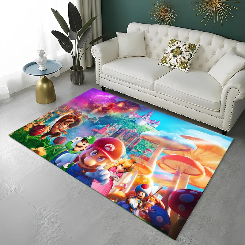 3D Cute Cartoon M-Mario Bros Game Non-Slip Area Rug for Living Room Bedroom Playroom,Carpet Floor Mat for Home Decor Holiday