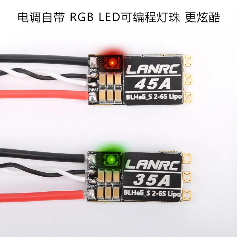 SPYMINNPOO 2er-Set RC Brushless ESC – 35A Störungsresistenter Regler Für FPV-Drohnen & Quadcopter, Mit Integriertem RGB-LED, 2-6S Lipo, 45A Spitze (10s)