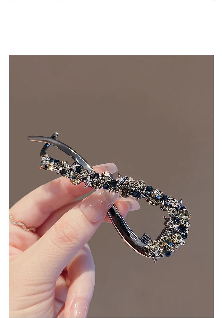 Mode Strass Banana Clip Haar Clips Elegante Unregelmäßige Frauen Haar Clip Mädchen Klaue Kopfschmuck Haar Zubehör Koreanische Haarnadel – Detail 4
