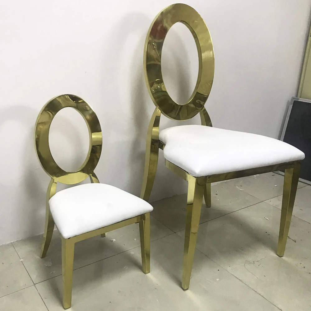 40 قطعة) f30 وسائد جلدية بيضاء بإطار ذهبي وسادات خلفية ناعمة من الفولاذ المقاوم للصدأ كراسي زفاف مستديرة