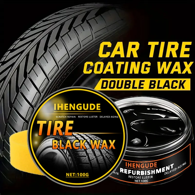 1 Piece 100g Black Shiny Tire Wax - Durable, Long-Lasting Protection and Restoration for Various Tires, Car Cleaning Product, Plastic and Leather Restorer, Car Polish and Coating Restorer - Prevents Cracking and Restores Black Shine