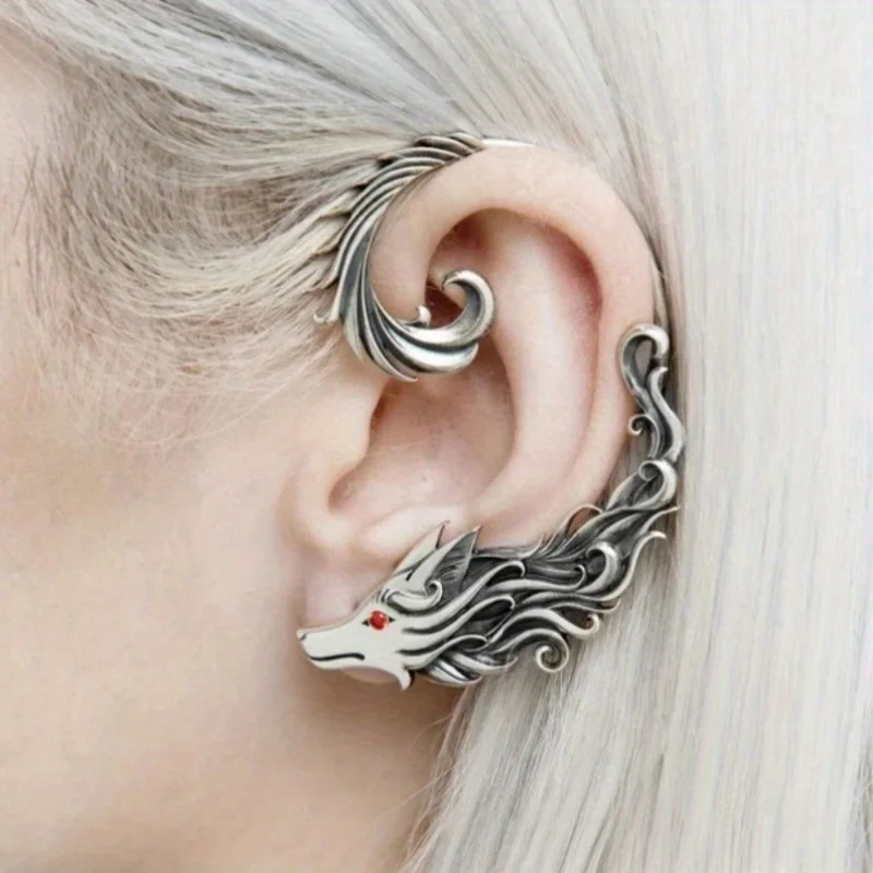 Tribal Wolf Personalized Clip Earrings For Men Women Fashion Trendy Ear Bone Clip Hip Hop Ear Jewelry Accessories