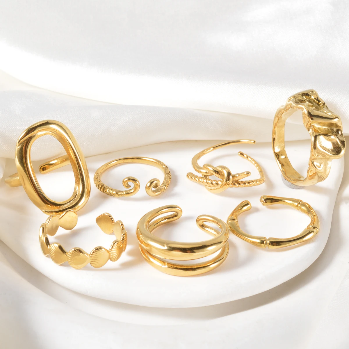 

18k Gold plated Stainless Steel Ring Ajustable Retro Jewelry Men Women Rings Accessories Wedding Festivals Gifts