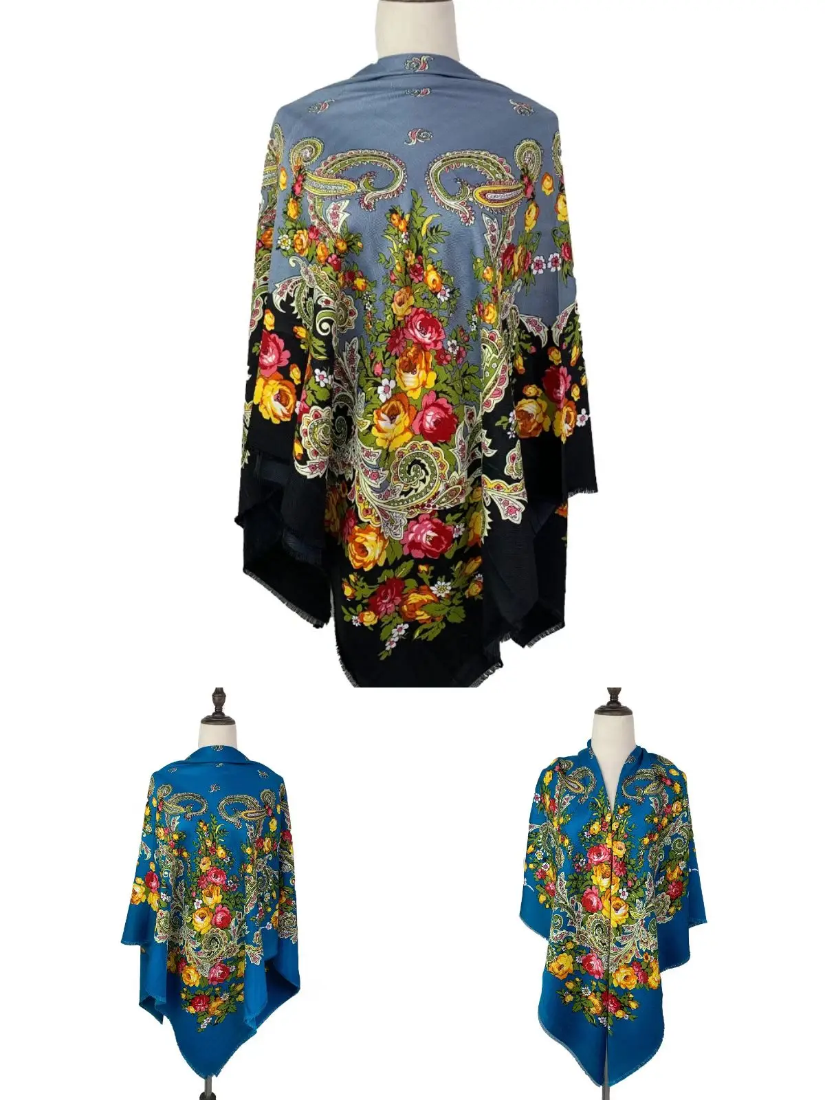 

Ethnic Square Scarf Women Floral Europe Classic Retro Russia Scarves Cotton Blends Shawl Photographic Tourism Head Wraps 130*130