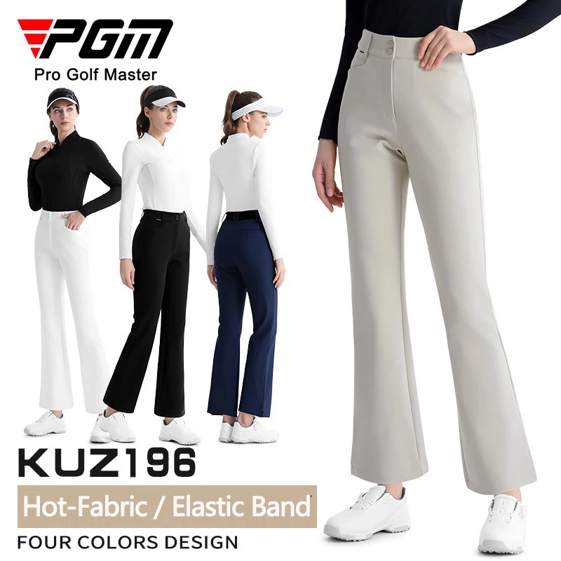 Pgm Golf Pants Winter Warm Plush Women's Long Pants Elastic Sports Flared Trousers Ladies High Waist Sweatpant Golf Supplie