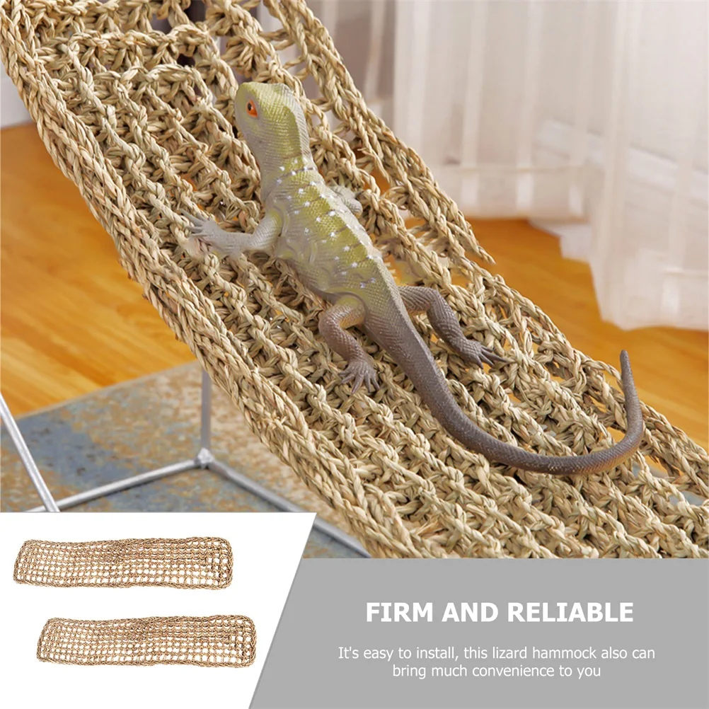 

2 Pcs Pet Grass Mat Lizard Hammock Reptile Seagrass Lounger Nests Gecko Accessories Large Durable High Quality