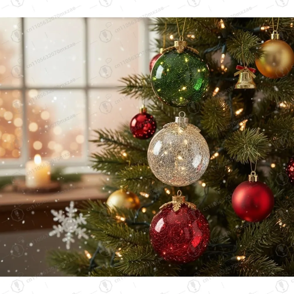 

Glass Ball Christmas Ornaments Set Red &Gold& Green Colors Tabletop Centerpiece for Holiday Home Office Desk Festive Decorations