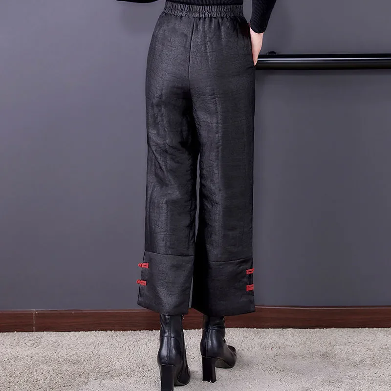 Fashion Casual High Waist Warm Pantalones Loose Windproof Straight barrel New Trousers Winter Thicken Harem Mom Pants