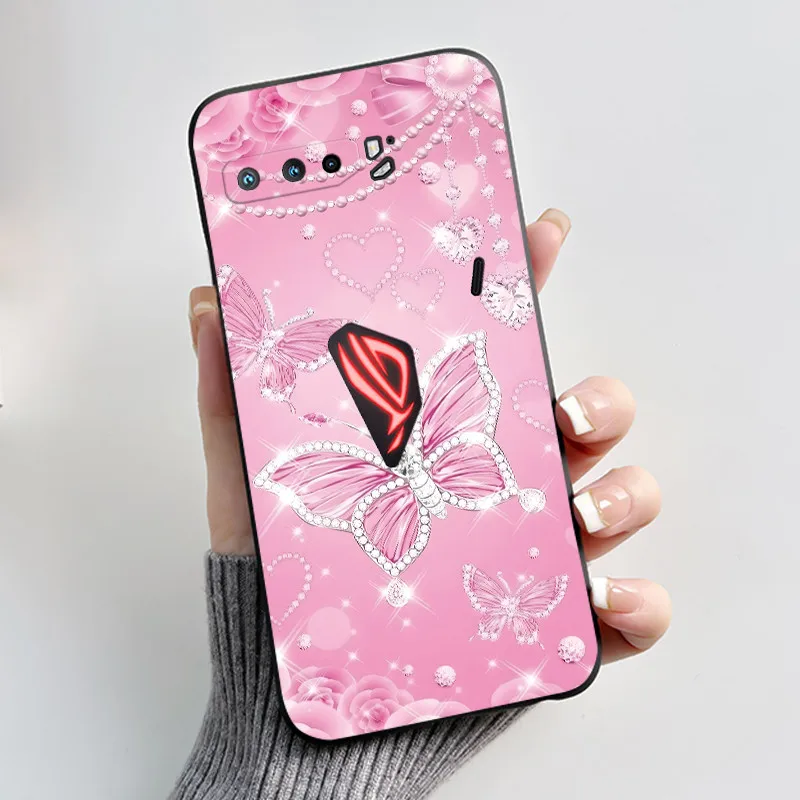 For ASUS ROG Phone 3 5 5S Case Soft Silicone Black Shells Cover For ASUS ROG 5 5s 3 Coque Cute Flower Cartoon Printing Casing - view 2