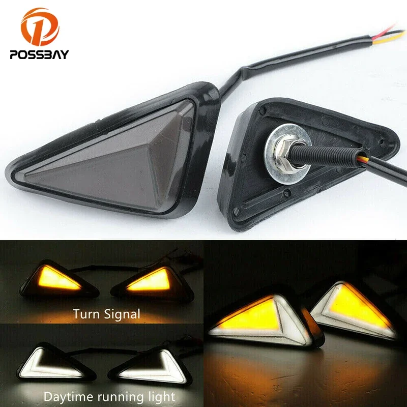 Universal Motorcycle Turn Signal Lights Triangle Flush Mount LED 12V Side Signal Lamp Flasher Indicators Refit Lamp Accessories