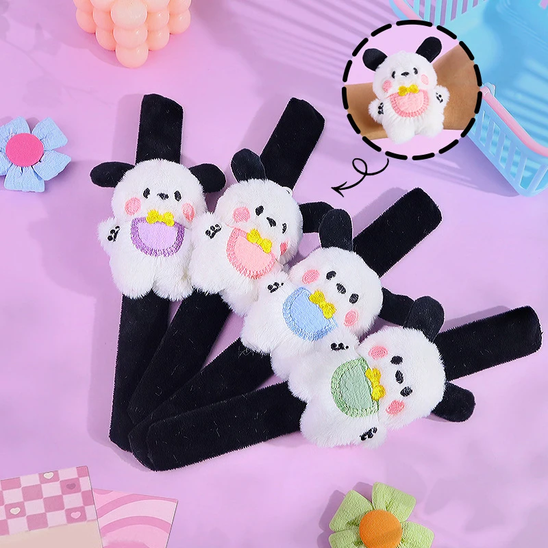 Cartoon Funny Pochacco Plush Clap Circle Toy Wristband For Women Girls Cute Creative Slap Couple Bracelets Children Gifts