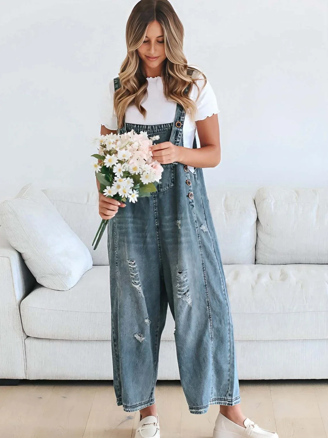 

Джинсовый комбинезон, женские комбинезоны с карманами, джинсы, летний комбинезон, комбинезон, уличная одежда 2025 года, свободные повседневные цельные широкие брюки