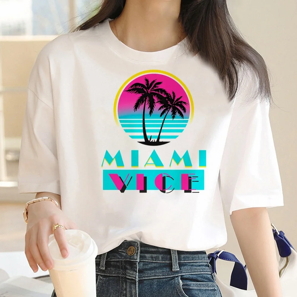 Miami Vice t shirt female grunge graphic japan funny manga shirt cutecore kawaii Psychedelic clearance sales