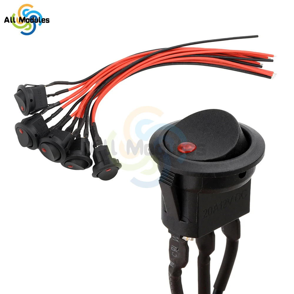 ON Off Round Rocker Switches Mini 12 Volt DC Mini Circle Toggle Switch 12V for Car Automotive RV