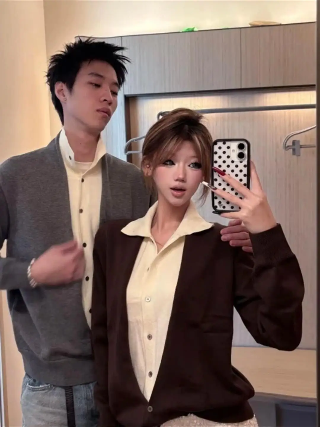 

Retro Japanese High Collar Open Cardigan Fake Two-Piece Knitwear Men's Lazy Sle Versatile Knitted Sweater Jaet Trendy