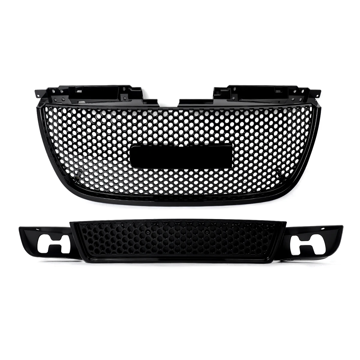 Glossy Black Front Upper&Lower Grille For GMC Yukon Denali 2007-2014 Honeycomb Front Bumper Grill Radiator Grills Accessories