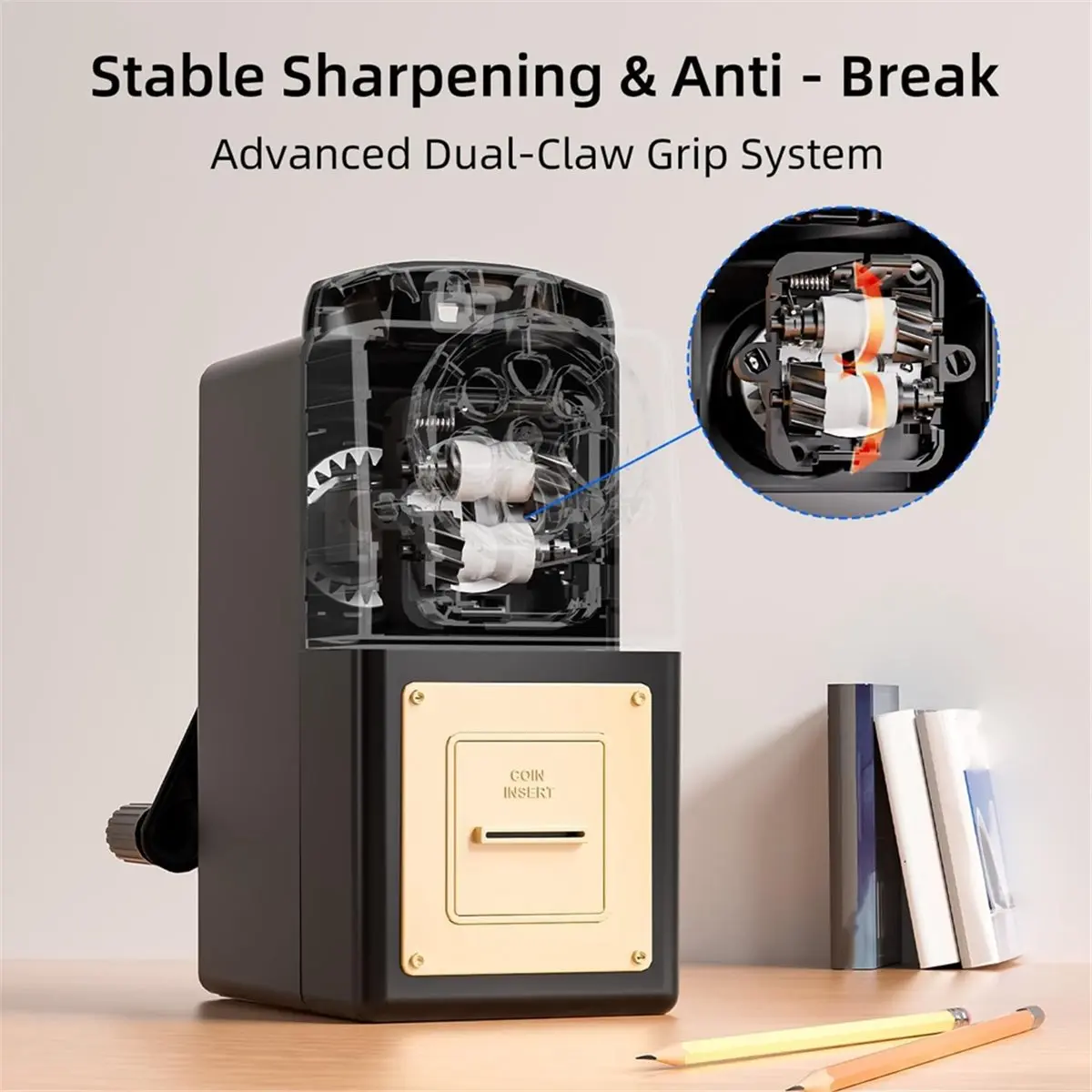 STOCK-Manual Hand Crank Pencil Sharpener for Color Pencil,6 Sizes for 6-12mm Colored Pencil Sharpener Handheld