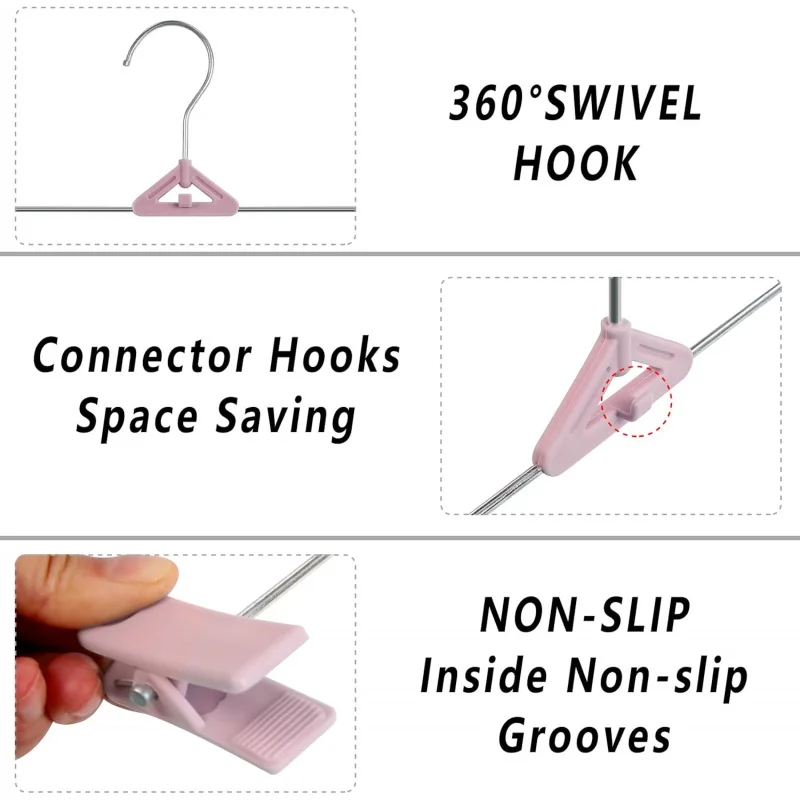 30 Pants Hangers with Clips, Skirt  Stackable Plastic Clothes Jean Ha