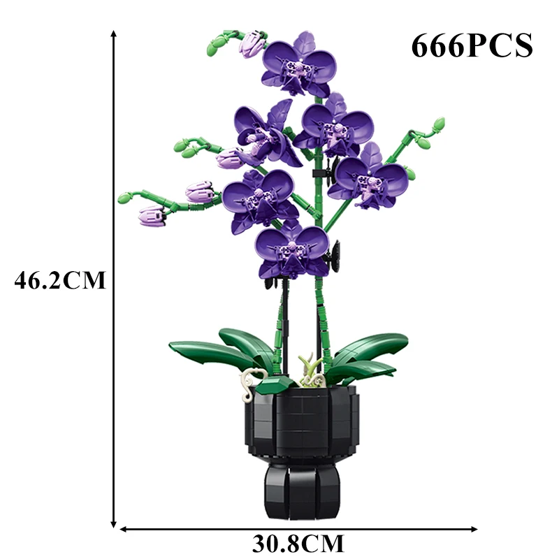 Creatieve Orchidee Cymbidium Eeuwige Bloemen Potplant Bouwstenen Simulatie Phalaenopsis DIY Bricks Speelgoed Valentijnsdag Cadeau