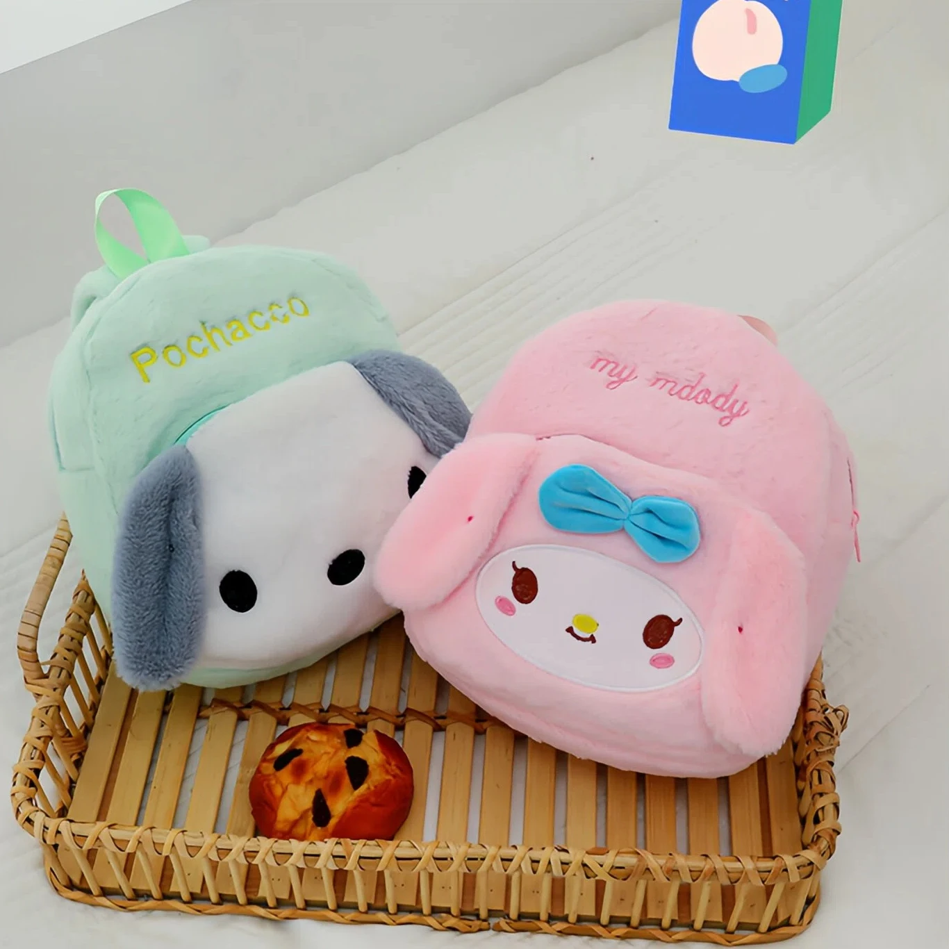 

Sanrio Japanese-Style Kuromi plush Cartoon Cute backpack Double-Shoulder Schoolbag For Children coin purse School toy Gifts