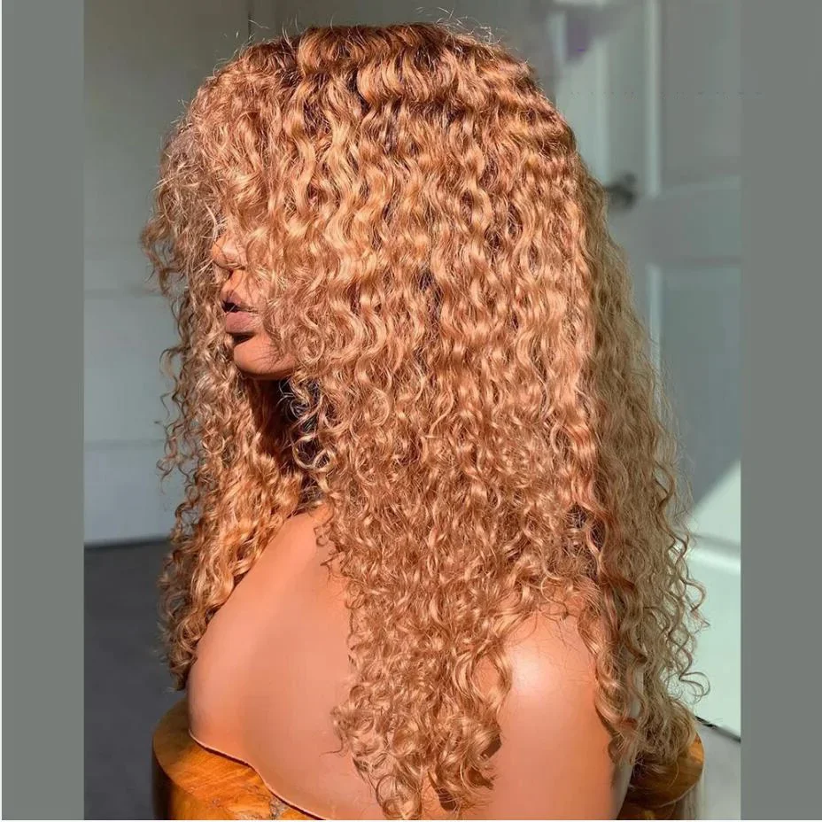 

180Density 26 Inch Honey Blonde Glueless Synthetic Kinky Curly Long 13*4*1 Lace Front Wig For Black Women Babyhair PrePlucked