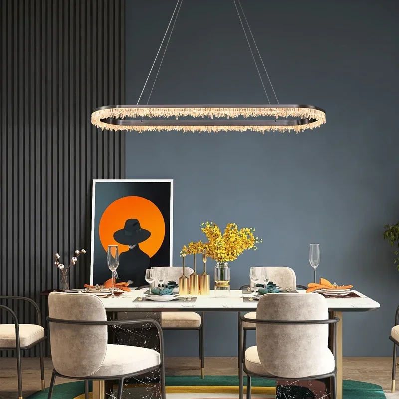 

Modern Nordic Minimalist Creative Design Style Natural Crystal Chandelier Living Room High-end Restaurant Bedroom Study