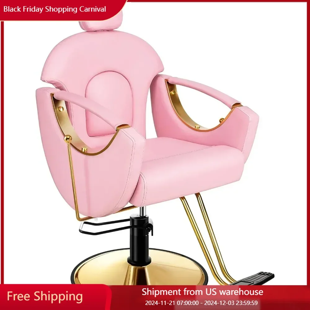 

Barber Chair Reclining Hair Salon Chair, All-Purpose for Hair Stylist, 360 Degrees Rolling Swivel Styling Chair, Salon Chair