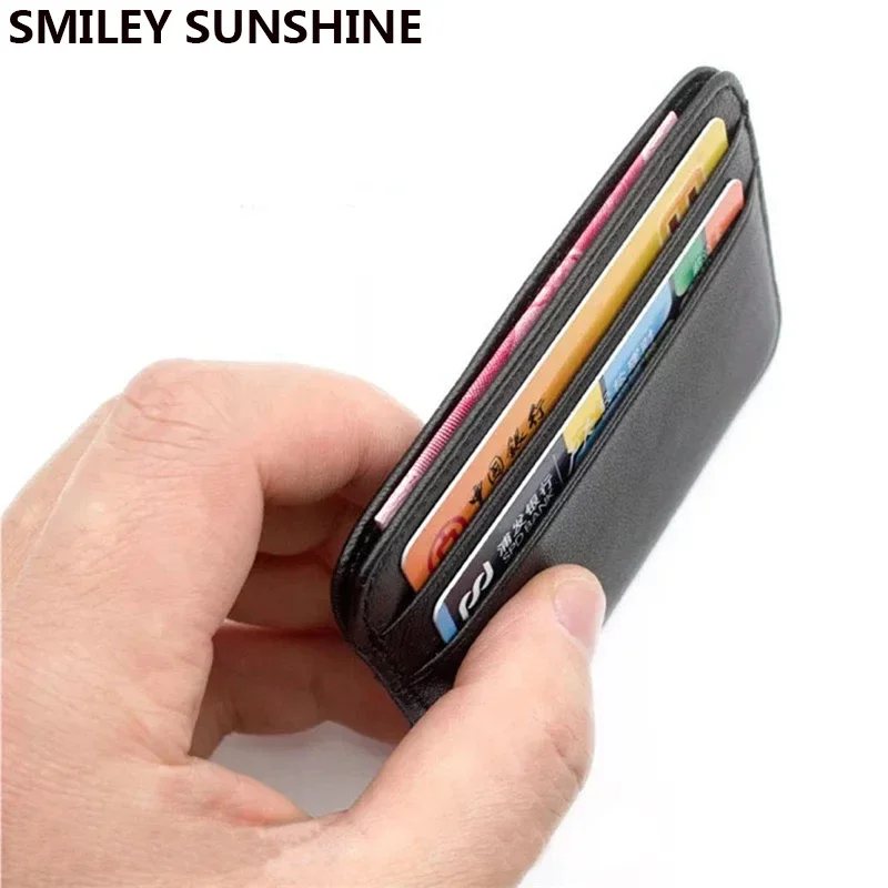 Genuine Leather Visit Card Holder Men's Business Id Creditcard Cardholder Real Leather Slim Black Wallet Card Holders for Men