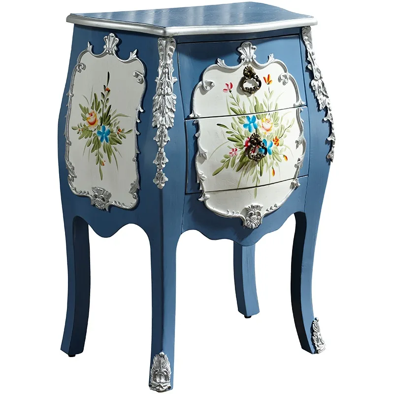 

American Mediterranean sofa side few living room small table side cabinet corner few blue small coffee table solid wood