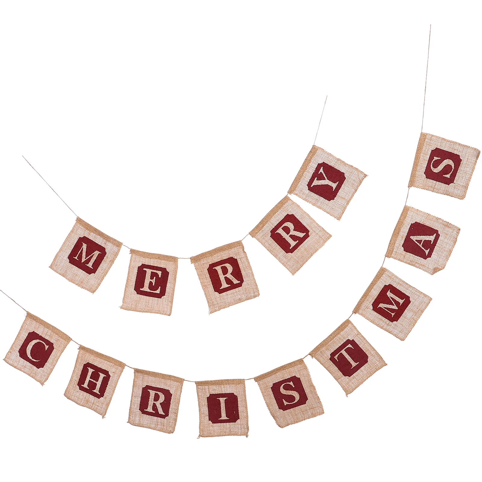 

Xmas Burlap Banner Christmas Decor Linen Hanging Garland Wall Window Door Mantel Festive Holiday Decoration Xmas Tree Banner