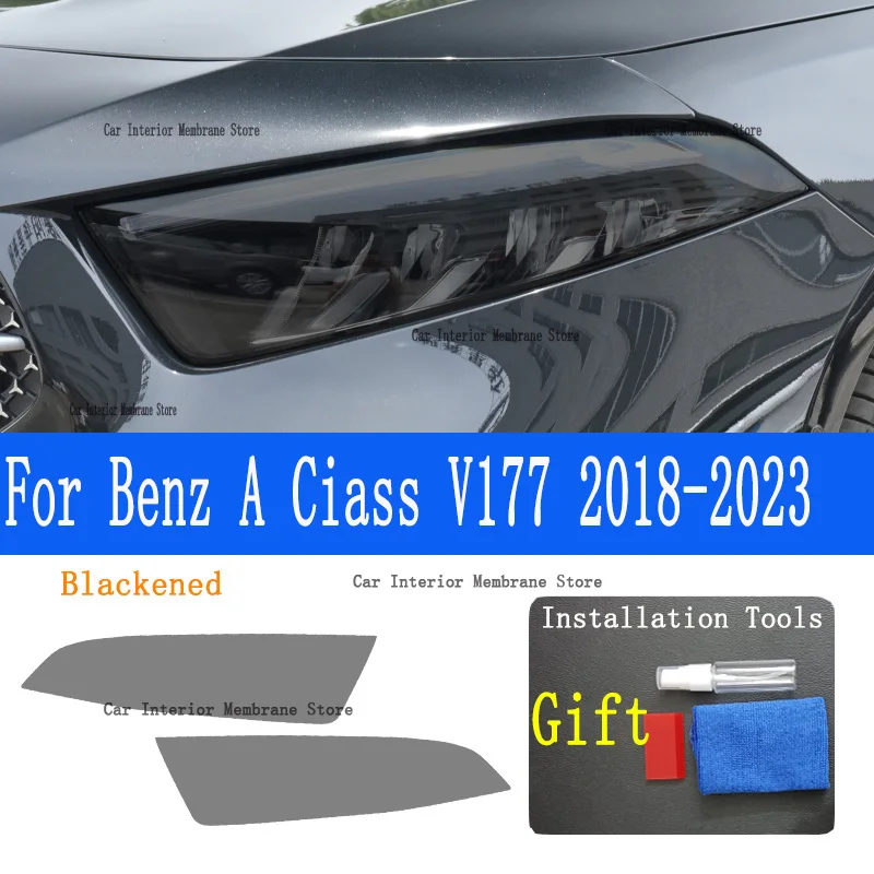 メルセデスベンツ-aクラス-v177（2023-2018-2022）用リアヘッドライトカーステッカー-ヘッドライトtpuスモークブラックテールライト保護フィルム