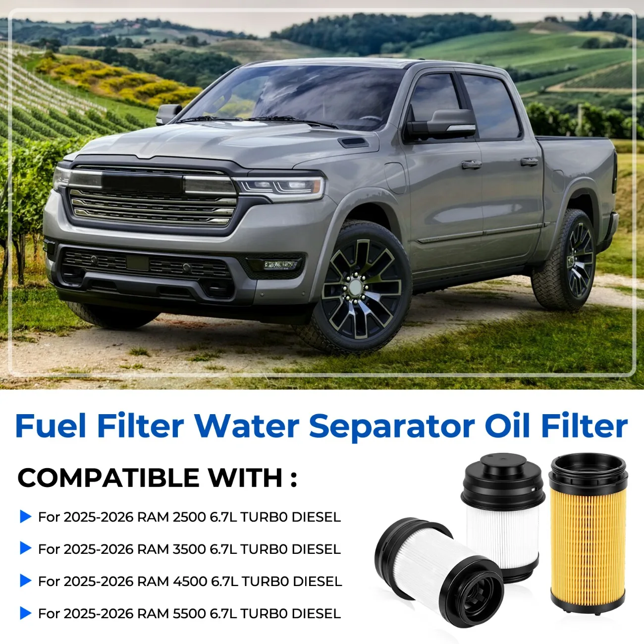 Fuel Filter Water Separator Oil Filter 68677800AA 68677810AA for Dodge Ram 2500 3500 4500 5500 Truck 2025-2026 6.7L L6 Diesel