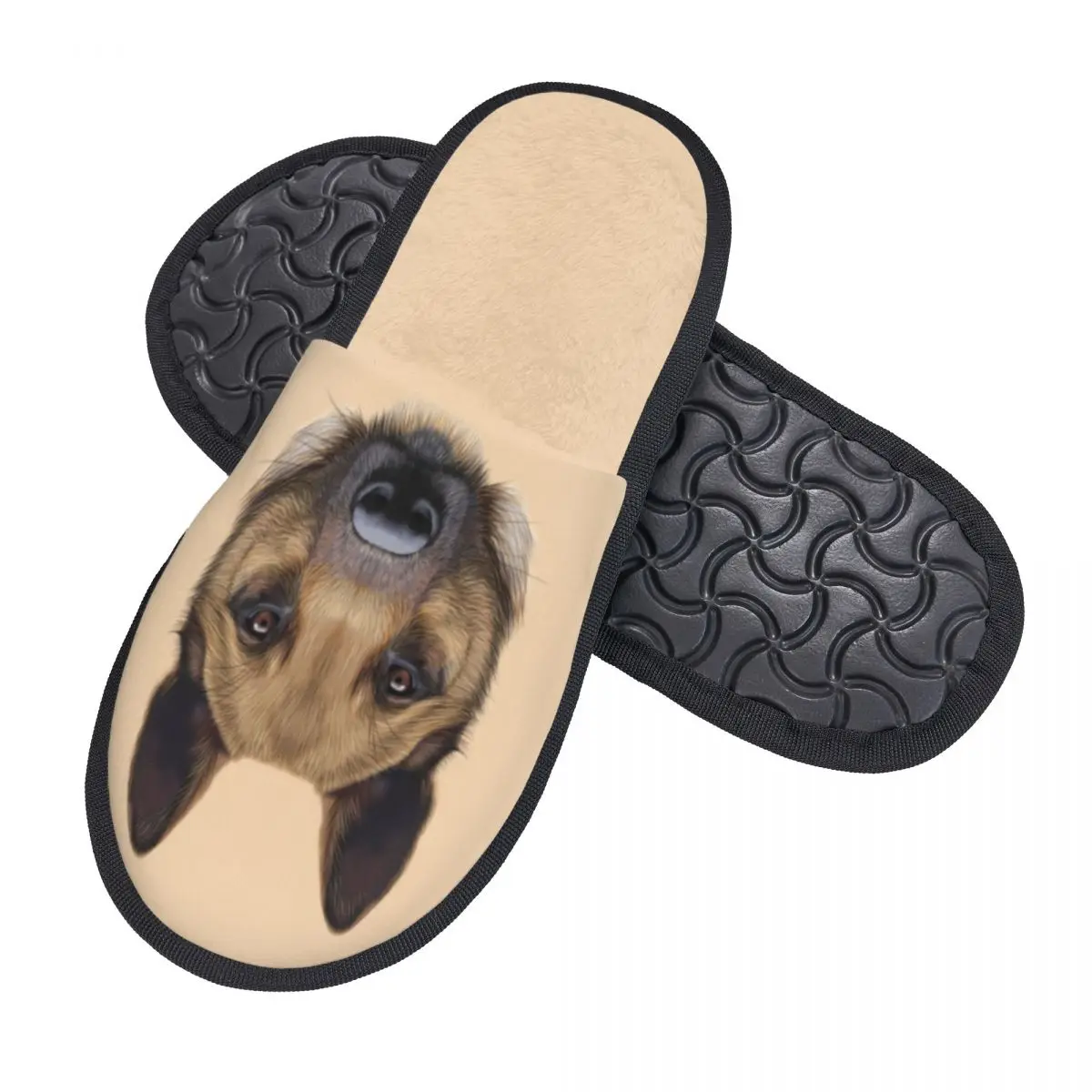 Portrait Of Malinois Dog Indoor Slippers Furry Slipper Winter Home Shoes House Flat Closed Toe Slides Flip Flops