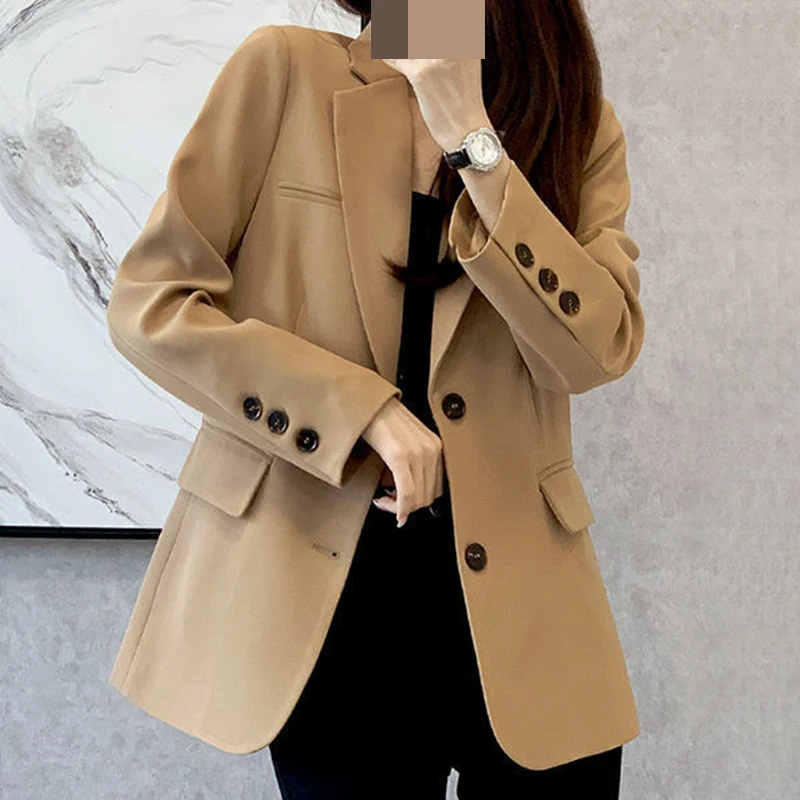2022 Spring and Autumn New Suit Jacket Women\'s Casual Slim Student Small Suit Women Solid Cotton Winter