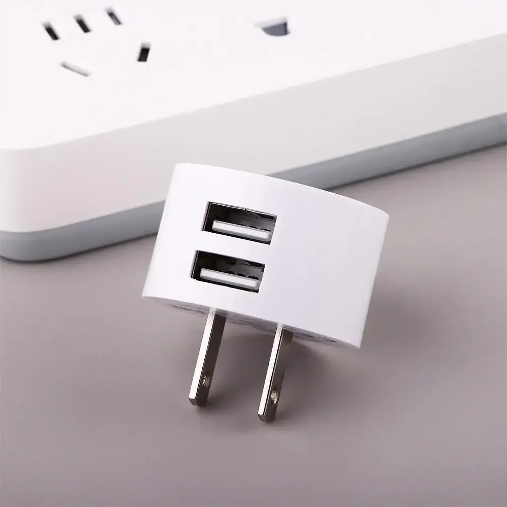 Adapter Dual USB Travel Charger Head Mini Adapter Mobile Phone Charger Dual Usb Round Charger Wall Charger Min EU UK US Plug