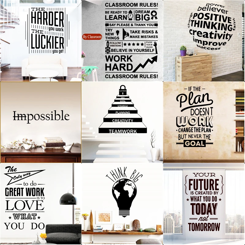 Large Bigger Motivation Quotes Work Hard Sentences vinyl Wall sticker Mural Bedroom Decor wallpaper Office Classroom Decoration