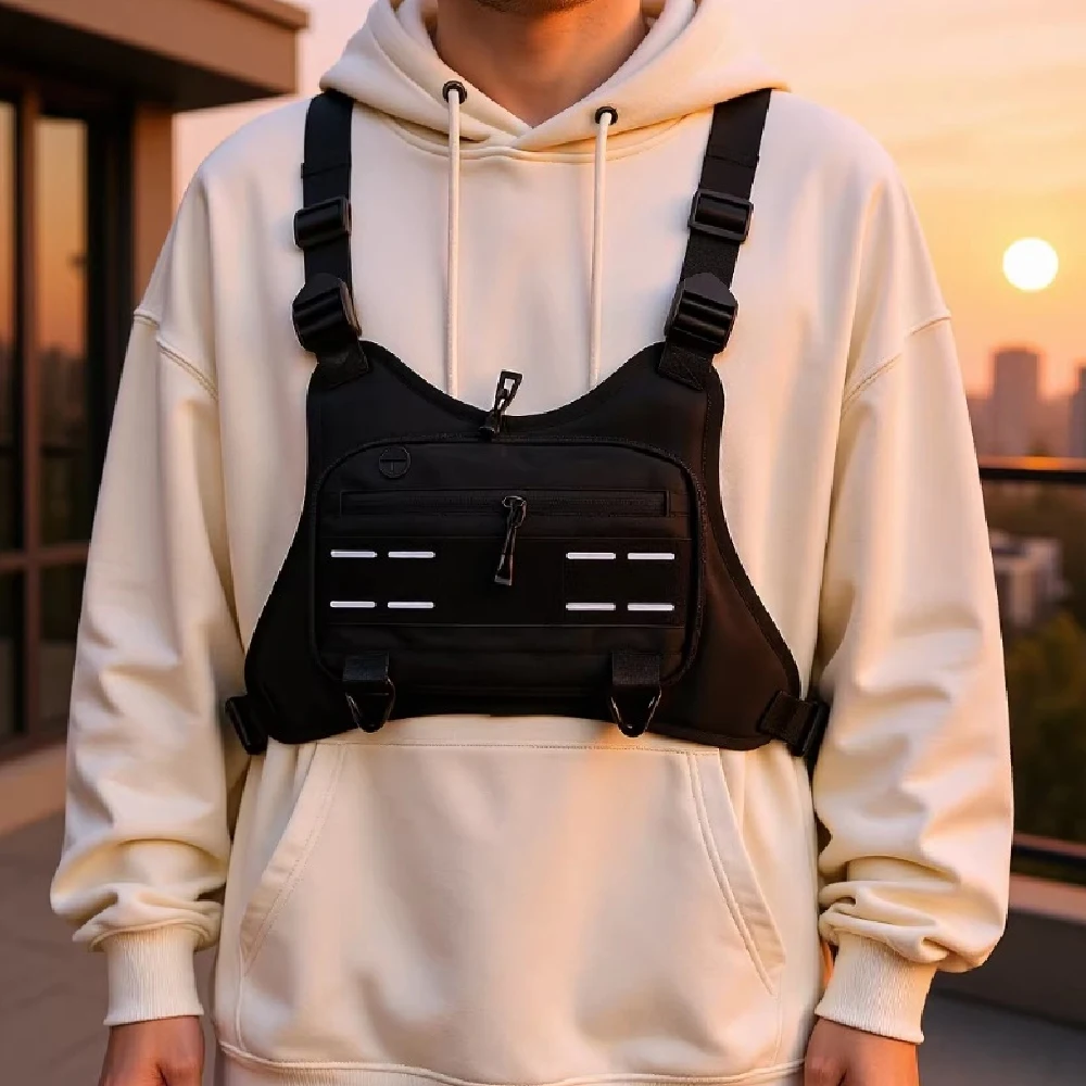 Leichte, wasserabweisende Sport-Brusttasche für Herren, geeignet zum Laufen, als Umhängetasche für Workouts, zum Radfahren, Wandern, Klettern und für Spaziergänge mit dem Hund. – Detail 9