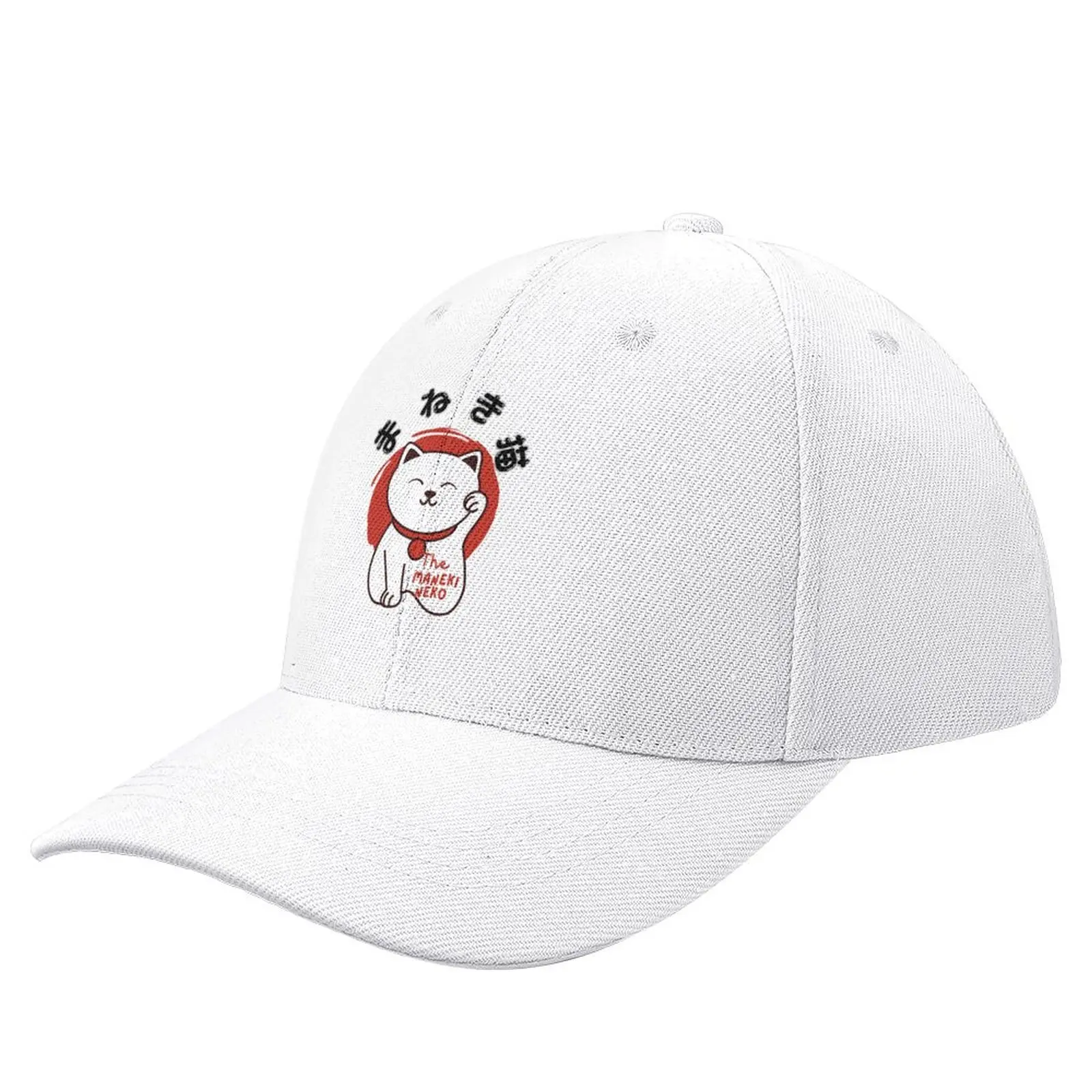 

Japanese Lucky Cat_Maneki Neko White_Small print Baseball Cap Streetwear Designer Hat Caps Women Men's
