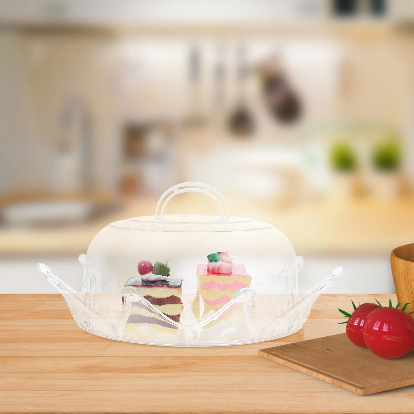 

Transparent Cake Display Tray Cover for Dessert Party Plastic Food Storage St Clear Holder Covered Cake Tray Fruit