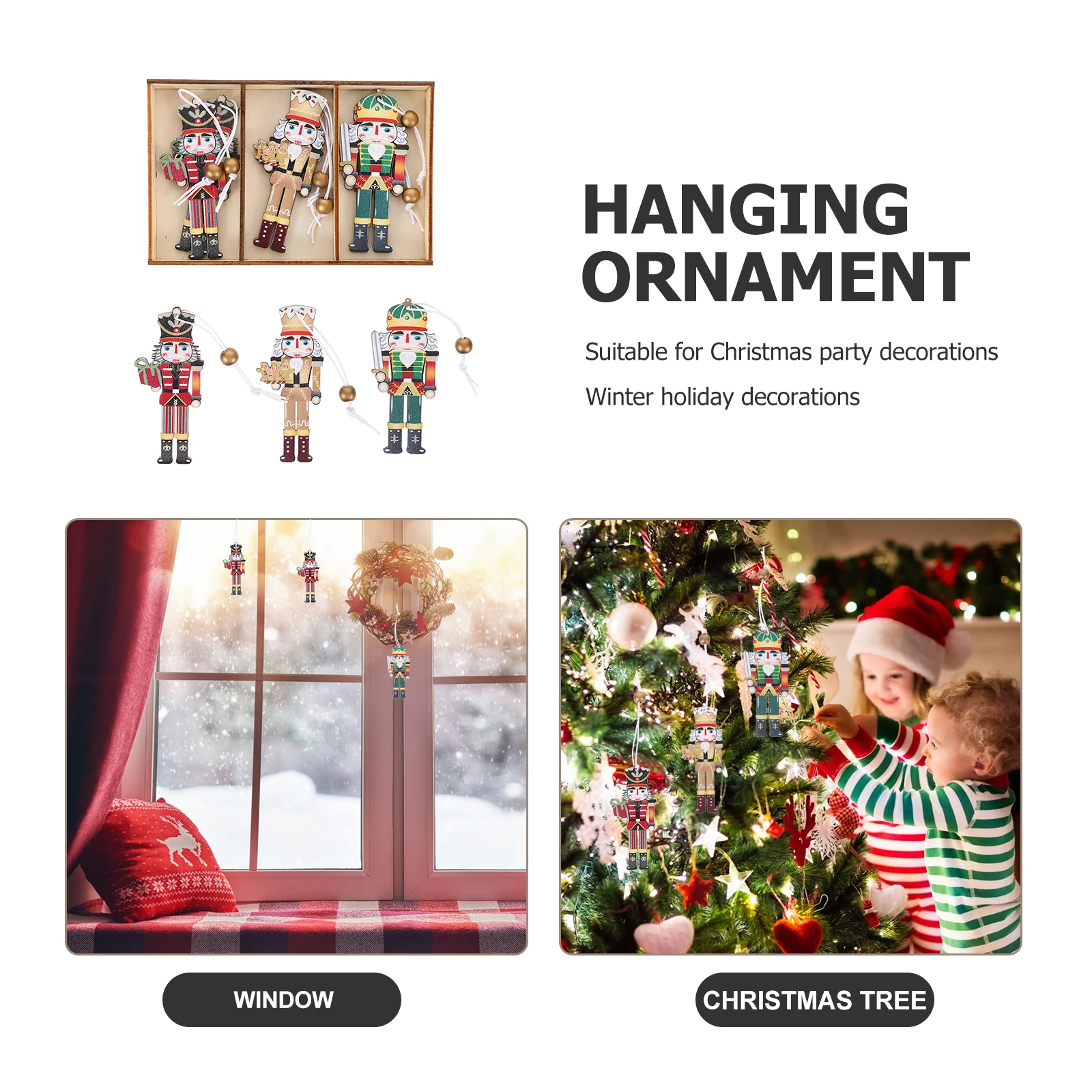 

9 Pcs Nutcracker Pendant Crafts Ornament Hanging Decoration Wedding Ornaments Handmade Figures Wood Pendants