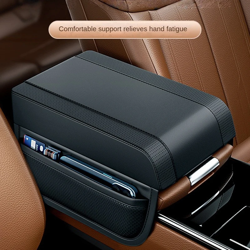 

Car Armrest Box Height Pad Universal Leather Armrest Cushion with Pocket Central Memory Cotton Elbow Support Armrest Storage