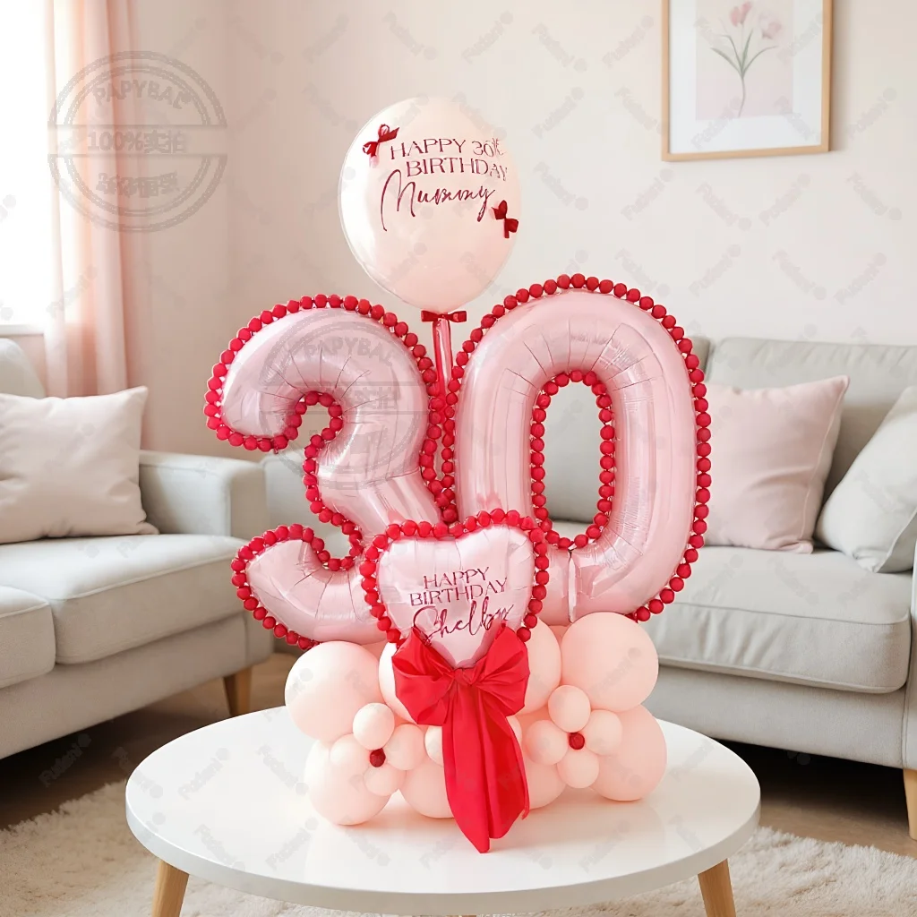 Rosa digitales Säulenballon-Set enthält 32 Zoll große rosa digitale Ballons für Jubiläen, Geburtstage, Partys und Abschlussfeiern.