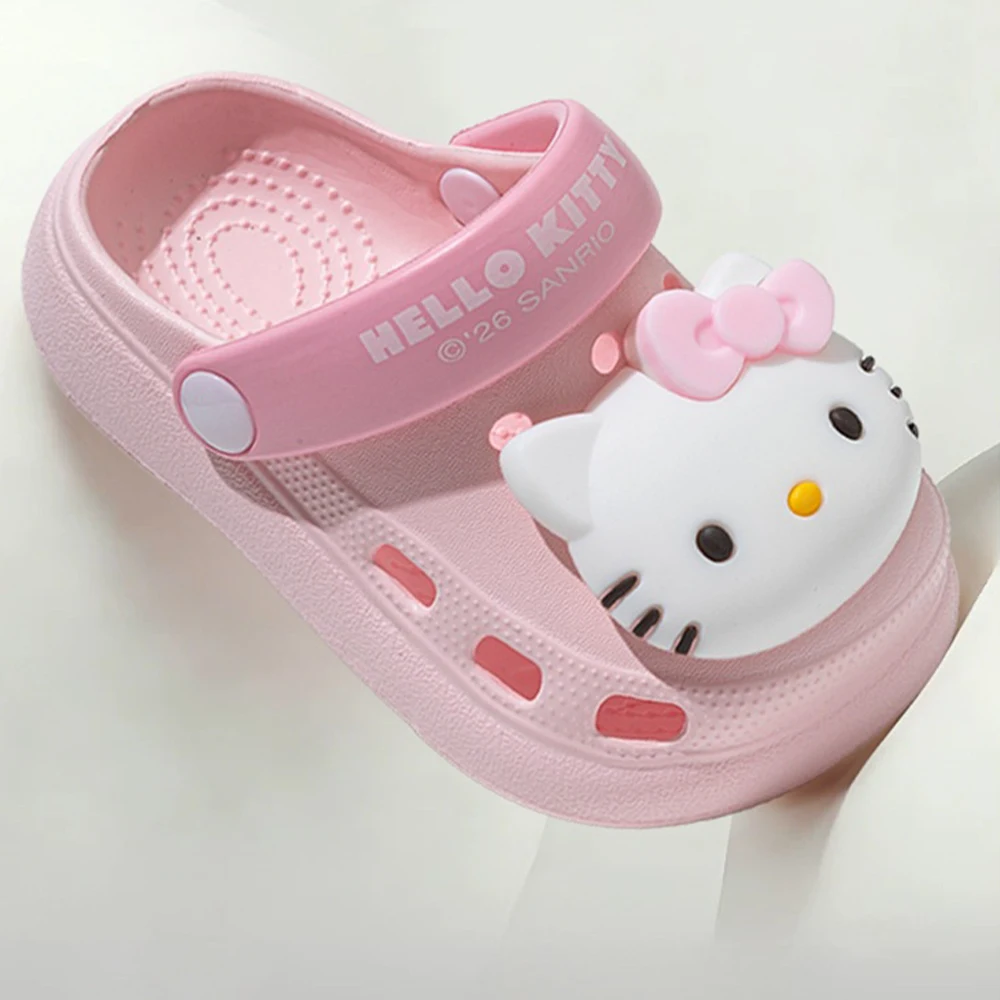 

Hello Kitty Children Clogs Summer Non-Slip Sandals for Girl Cute Cartoon Garden Shoes Lightweight Beach Slippers with Heel Strap