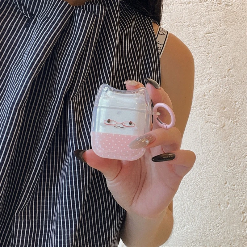 3D Puppy Earphone Case Cartoon Dog TPU Headphone Protective Cover with Hook Clear Housing Shell  for AirPods 1/2/3/4/Pro/Pro 2